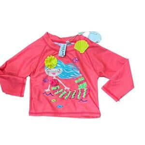 NWT InGear 24M Mermaid Rash Guard SPF 50+ Long Sleeve Pink Swim Top